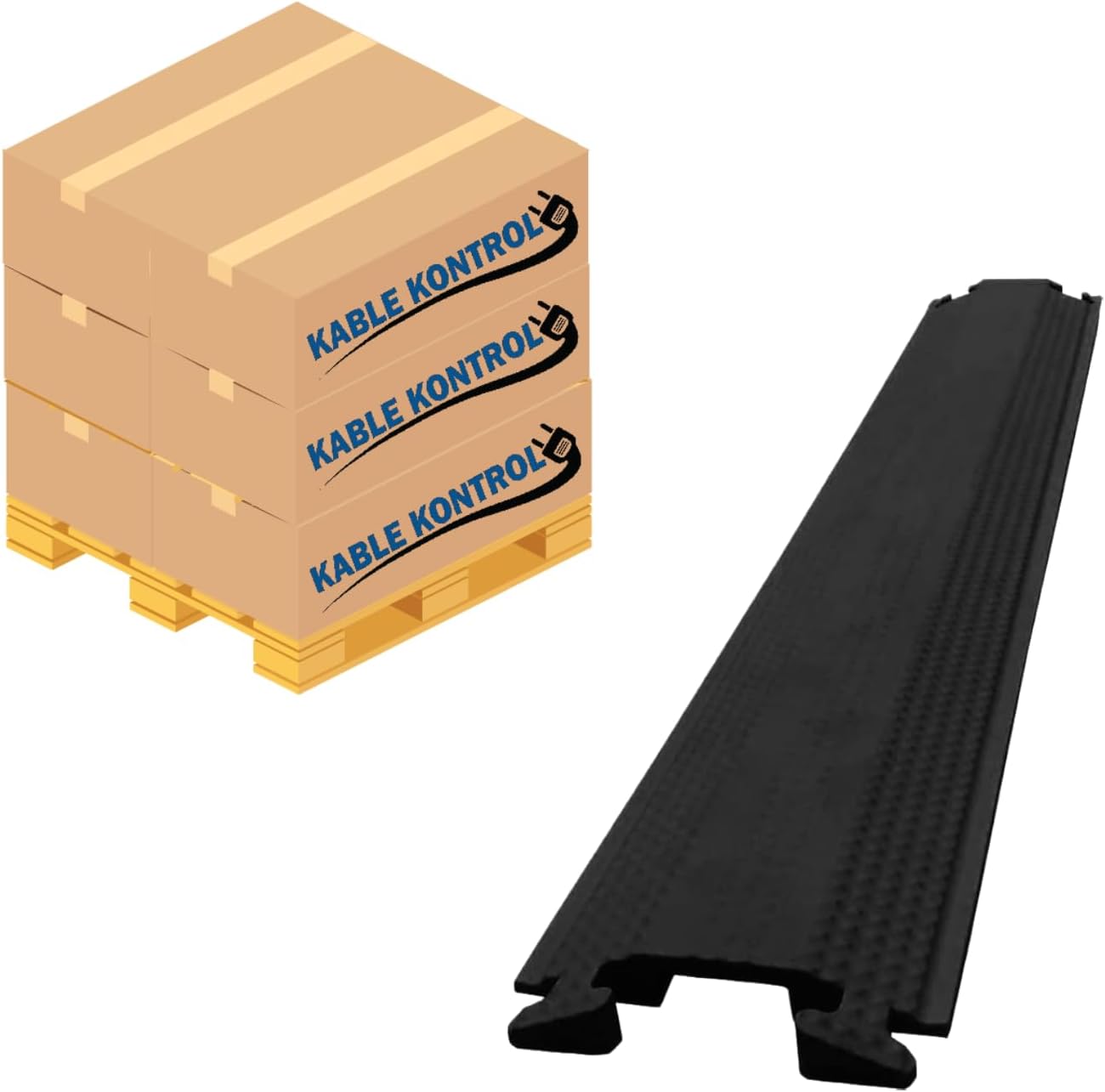 Kable Kontrol Drop Over Floor Cord Cover – 36” Inch Long 1 Channel Cable or Wire Protector – 280 Pcs Bulk Pack - Rubber Ramp for Indoor and Outdoor Use – Black