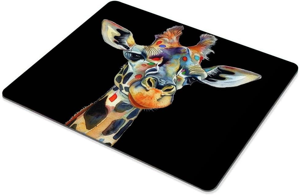 Square Mouse Pad Colorful Artistic Giraffe-1,Gaming Mouse Pads for Desk,Soft Computer Waterproof Non-Slip Mouse Mat