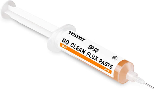TOWOT No-Clean Soldering Flux Paste for Electronics, 30 ml, Pneumatic Dispenser with Plunger & Dispensing Tip