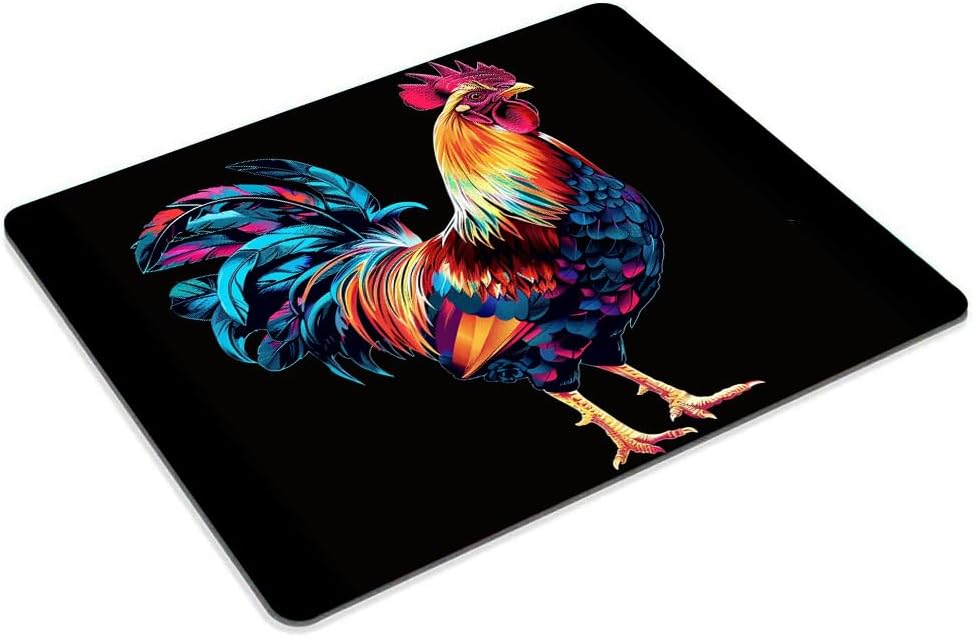 Square Mouse Pad Colorful Rooster-1,Gaming Mouse Pads for Desk,Soft Computer Waterproof Non-Slip Mouse Mat