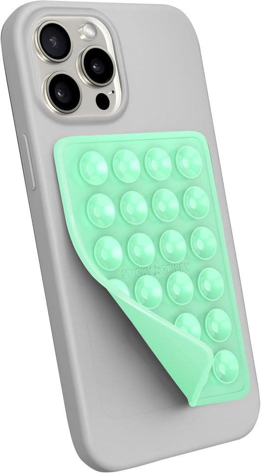 Suction Phone Case Mount, Sillicon Adhesive Phone Accessory for iPhone and Android, Hands-Free Fidget Toy Mirror Shower Phone Holder, Tiktok Videos and Selfies (Mint)