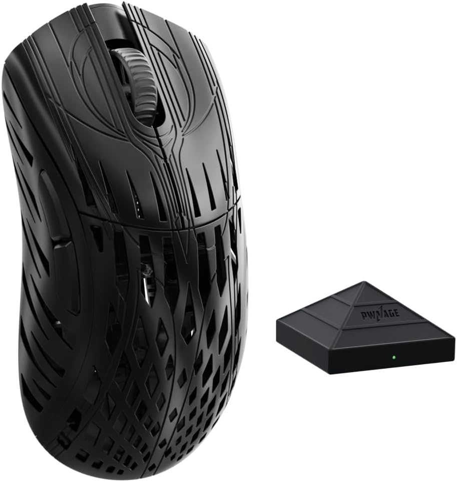 PWNAGE Stormbreaker Wireless Gaming Mouse – 49g Ultralight Magnesium, 8K Polling, Adjustable Sensor, PAW3395, 26K DPI, Ergonomic Shape, PTFE Skates, Pro FPS Mouse for PC – Black