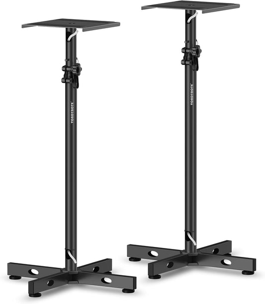 Set of 2 Studio Monitor Stands Adjustable Height Speaker Stands with Cable Management