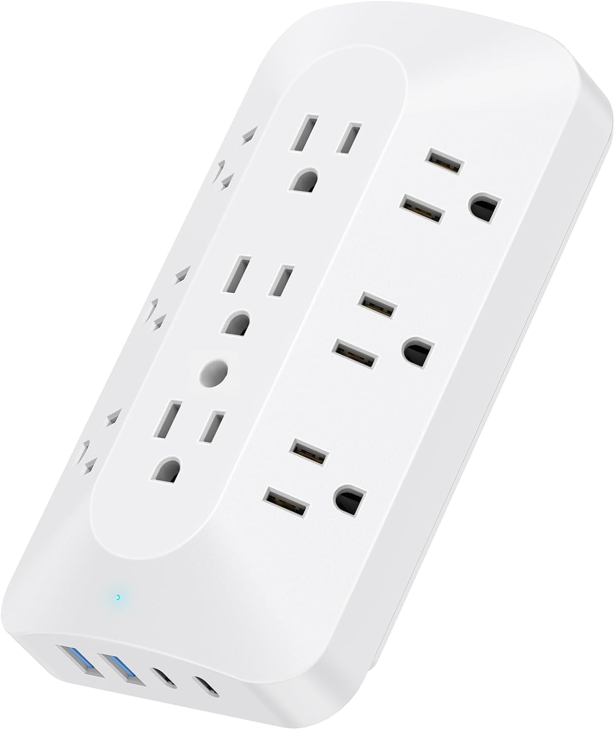 Wall Outlet Extender, 9 Outlet Splitter with 4 USB Ports (2 USB C), Multi Plug Wall Outlet Expander, 3-Sided Wall Charger Power Strip for Home, Office, Dorm, White