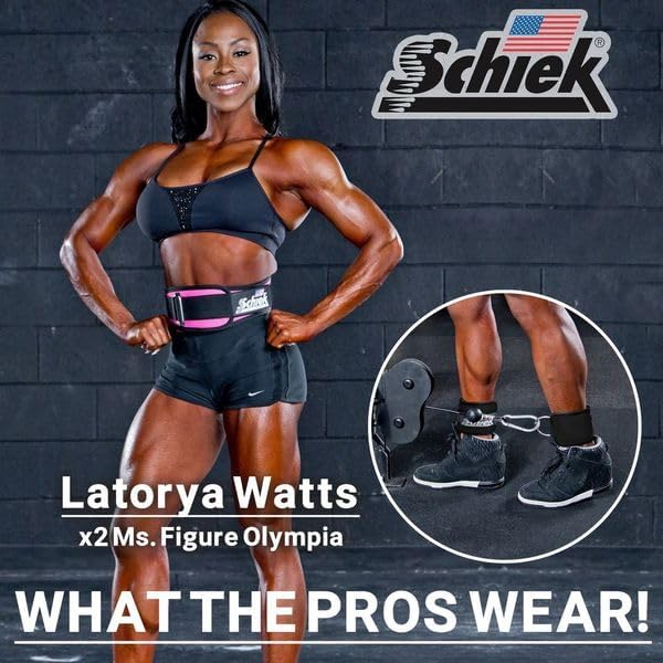 Schiek Sports 1707 Ankle Cuffs - Ideal for Glute Kickbacks and Cable Machine Workouts - Durable and Built To Last