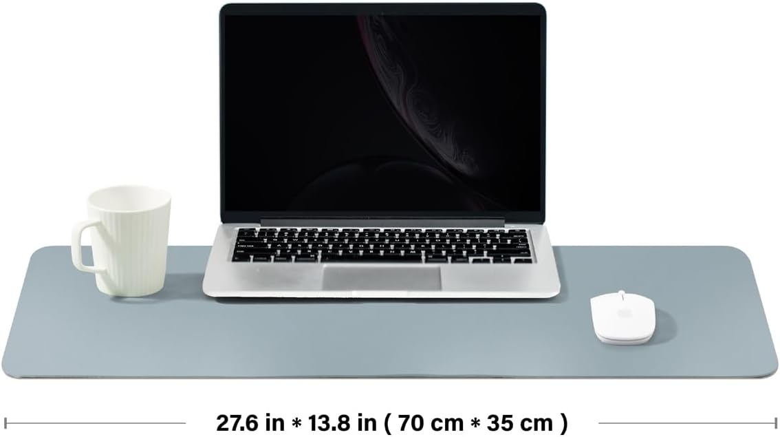 Cork Desk Mat - Dual-Sided Desk Pad for Office and Home - Desk Organization and Accessories - Ideal for Large Mouse Pad and Desk Mats on Top of Desks(Light Blue,27.6"x 13.8")