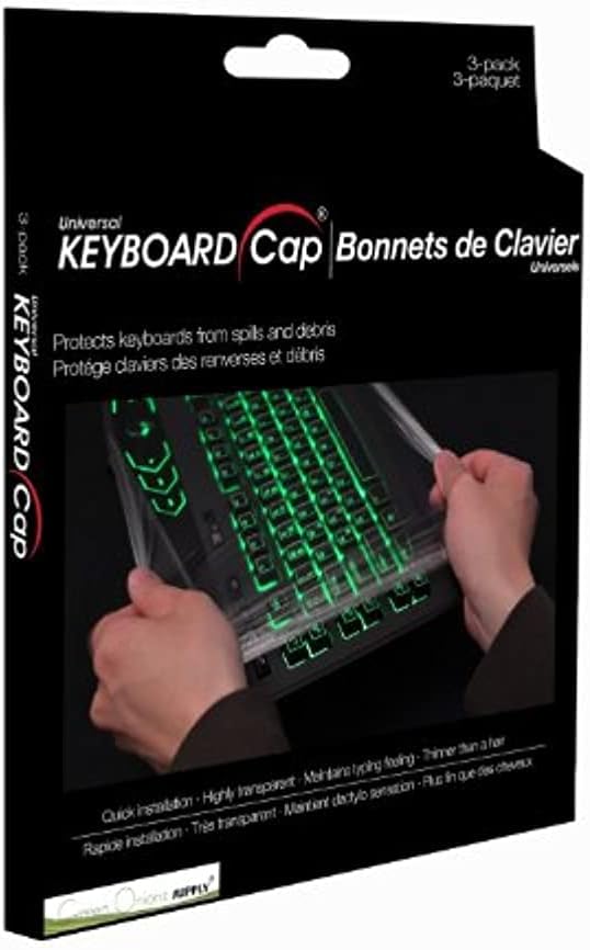 Universal KeyboardCap. Fully Covered Flat Style 0.025mm Waterproof Anti-Dust Desktop Keyboard Cover with Numeric Hospital/Dentist Use (Universal 3 Packs)