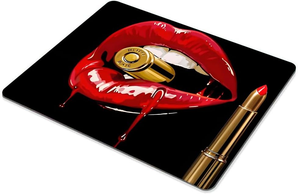 Red Lip Bite Bullet Mouse pad Customized Mousepad Non-Slip Rubber Base Mouse Pads for Computers Laptop Office Desk Accessories Mouse pad