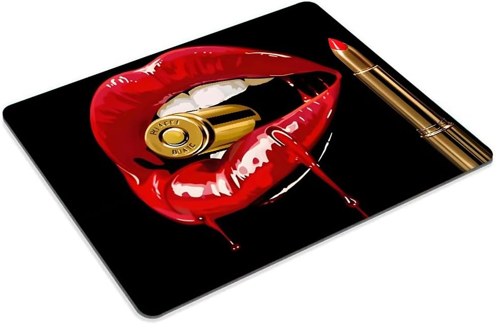 Red Lip Bite Bullet Mouse pad Customized Mousepad Non-Slip Rubber Base Mouse Pads for Computers Laptop Office Desk Accessories Mouse pad