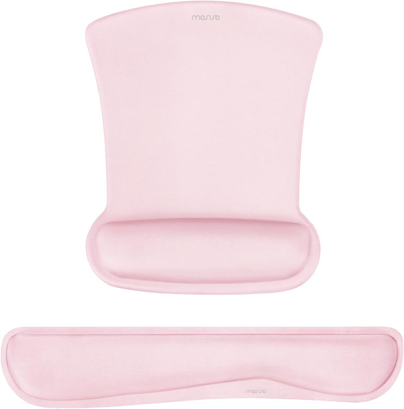 MOSISO Wrist Rest Support for Mouse Pad & Keyboard Set, Ergonomic Mousepad Non-Slip Base Home/Office Pain Relief & Easy Typing Cushion with Neoprene Cloth & Raised Memory Foam, Rose Pink