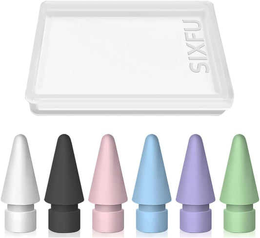 6 Color Tips for Apple Pencil tip, Apple Pen Tip Compatible with iPad Pencil Tip with Cover Case for Apple Pencil Pro/USB-C/ 1st Gen/ 2nd Generation iPencil(White,Black,Pink,Blue,Purple,Green)