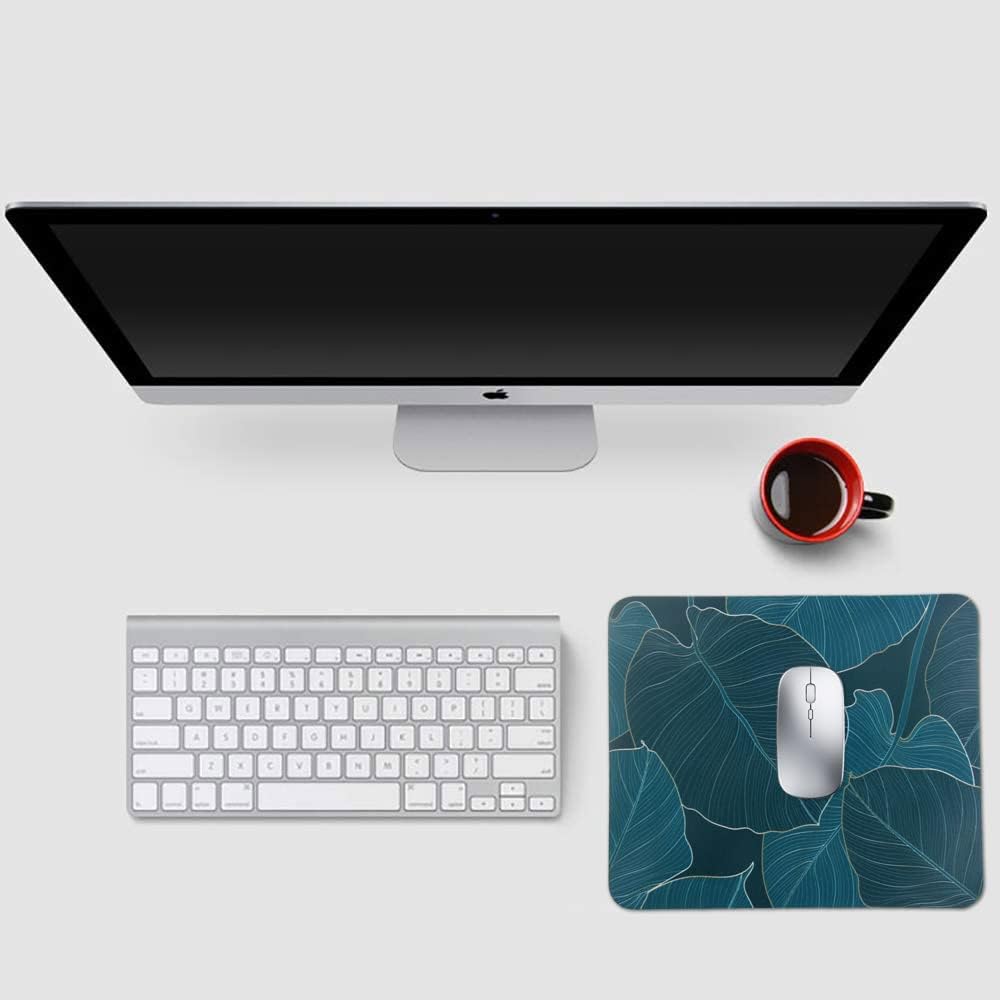 Mouse Pad, Gaming Mouse Pad, Non-Slip Rubber Base Mouse Mat with Designs for Laptop, Computer & Office, 9.5 x 7.9 x 0.12 inches (Leaf)