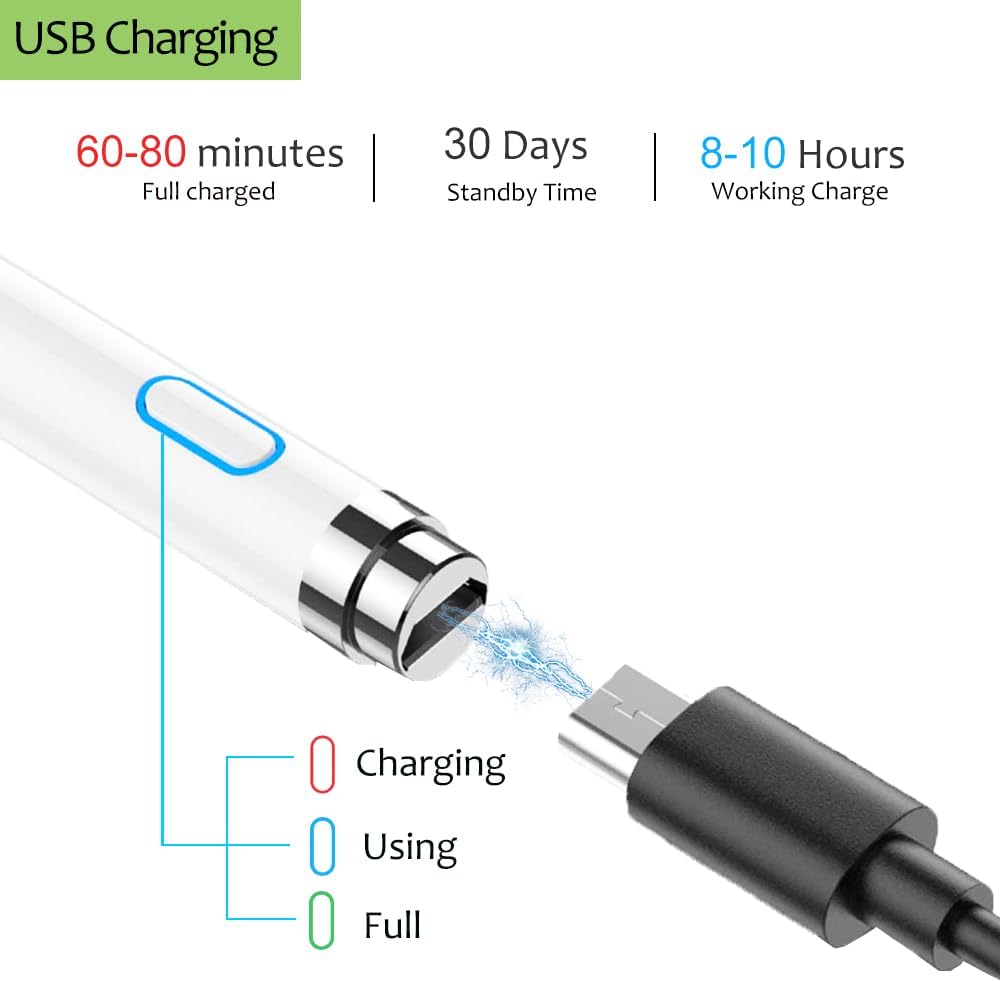 Stylus Pen for iPad, DOGAIN Stylus Pen for Touchscreen with Pink Grip, Digital Active Fine Point Pen for Drawing/Writing/Playing, iPad Pencil Compatible with iOS/Android and Other Tablets