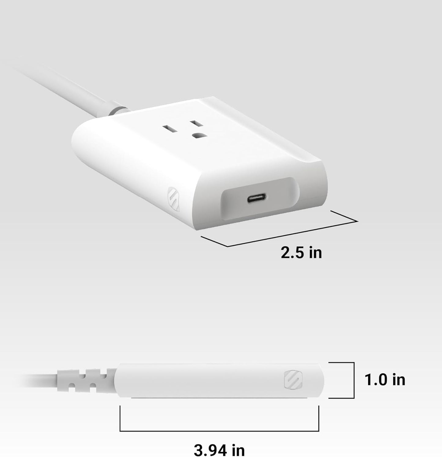 Scosche BL2PEACWT-AP BaseLynx™ 2.0 End Cap Modular System, 67W USB-C Charger Port & AC Outlet Extension Compatible with Apple iPhone, iPad, MacBook & More, Charging Station for Multiple Devices, White