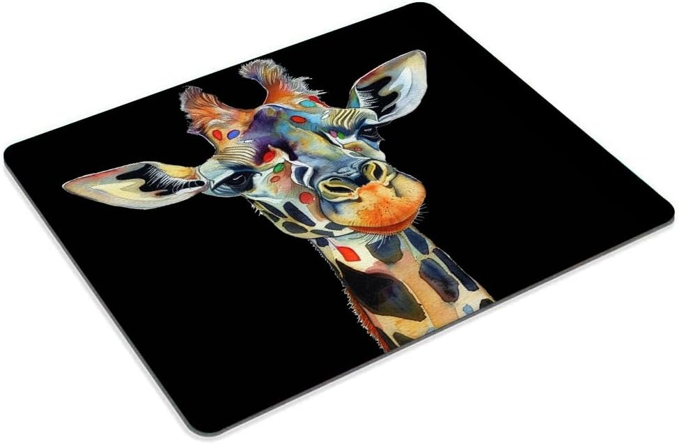 Square Mouse Pad Colorful Artistic Giraffe-1,Gaming Mouse Pads for Desk,Soft Computer Waterproof Non-Slip Mouse Mat