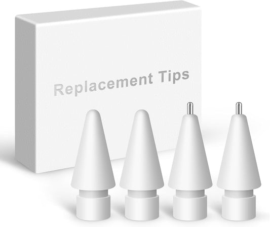 Replacement Tips for Apple Pencil Pro/2nd Gen/1st Gen/USB-C,No Wear Out Metal Nibs,Precise Control 0.78mm Longer Tips for iPad Pencil Accessories-(4 Pack)