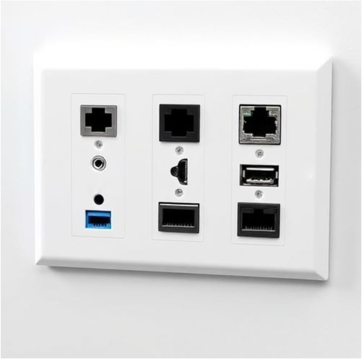 3 Gang Decorative Screwless Wall Plate Light Switch Cover, Hidden Screw Smooth Face, White, 10 pcs