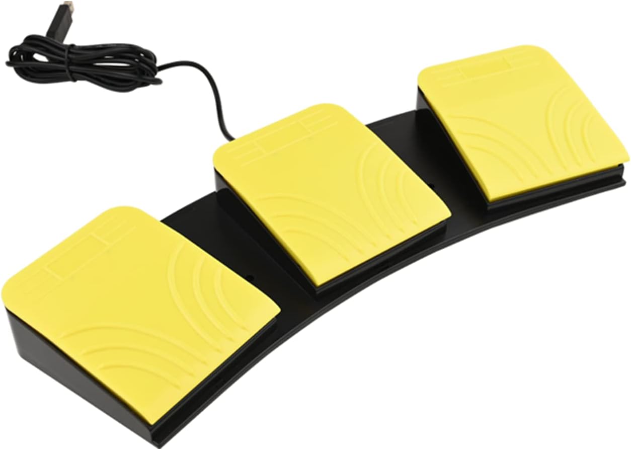 USB Foot Pedal for PC Gaming,Optical Control Foot Switch,Computer Map Mouse Keyboard Hotkey Combination Key Keypress Simulator Program Page Turner Transcription HID (Triple Pedal)