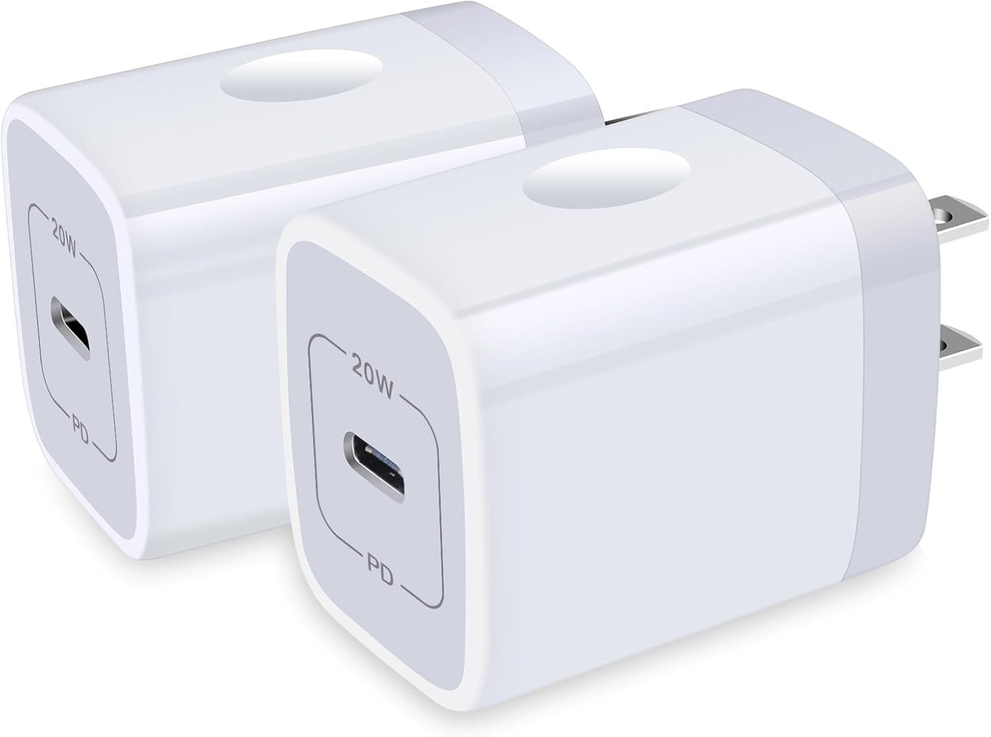 USB C Wall Charger,2Pack 20W USB C Block PD Fast Charger Type C Wall Adapter for iPhone 16 15 14 13 12 11 Pro Max,SE,8 7 6 Plus,iPad,Samsung Galaxy S24 S23 S22 S21 Ultra S20 A14 A15 A33,Pixel 9 8 7 6