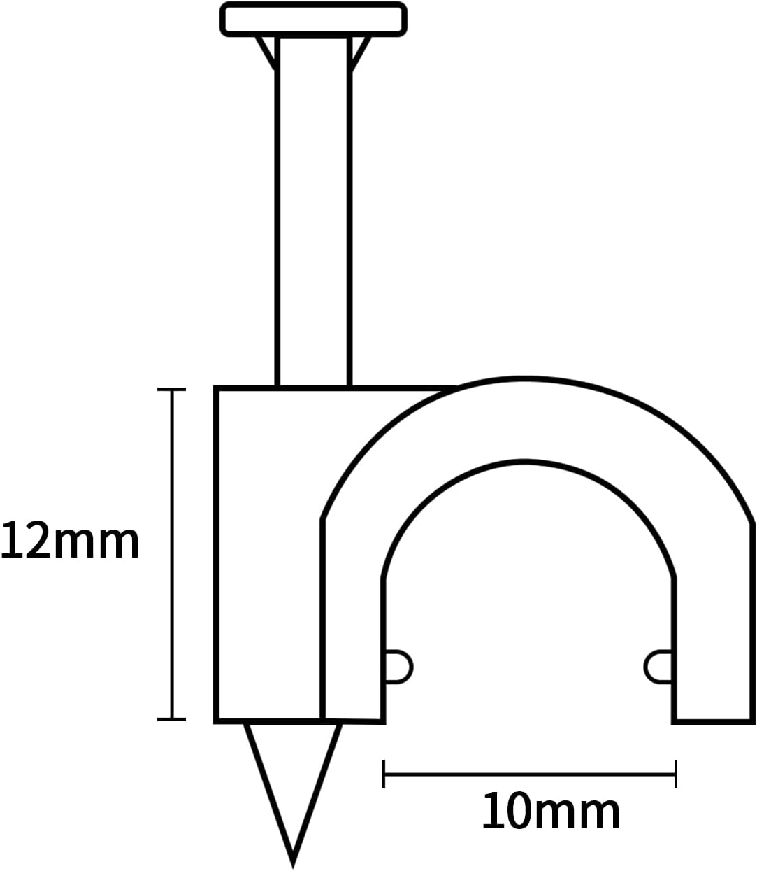 Cable Clips, 100 Pcs, 10mm, Wire Wall Clips with Steel Nails, Cable Management Organizer Clips, Cable Tacks Coax Holder Clips, RG6 RG59 CAT6 RJ45 Cable Cord Clips, White