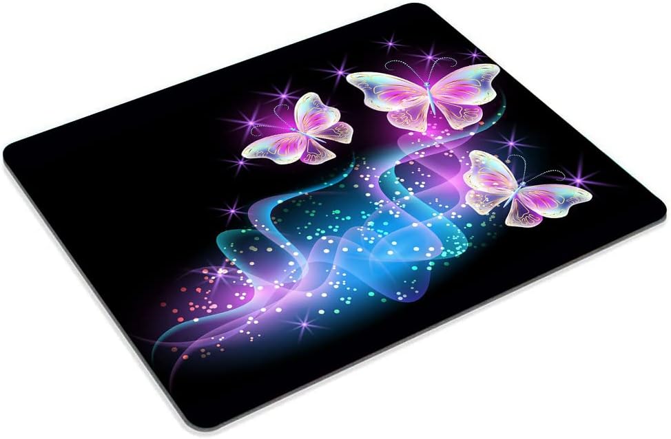 Glowing Night Pink Butterflies Mouse pad Customized Mousepad Non-Slip Rubber Base Mouse Pads for Computers Laptop Office Desk Accessories Mouse pad