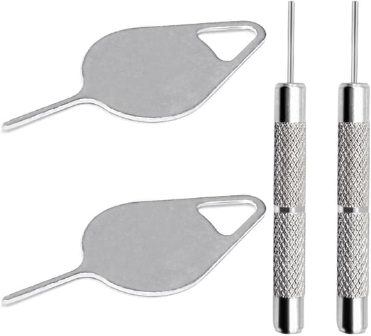 4 Pcs SIM Card Removal Openning Tool Tray Eject Pins Needle Opener Ejector Compatible with All iPhone Apple iPad HTC Samsung Galaxy Cell Phone Smartphone Watchchain Link Remover (Style E)