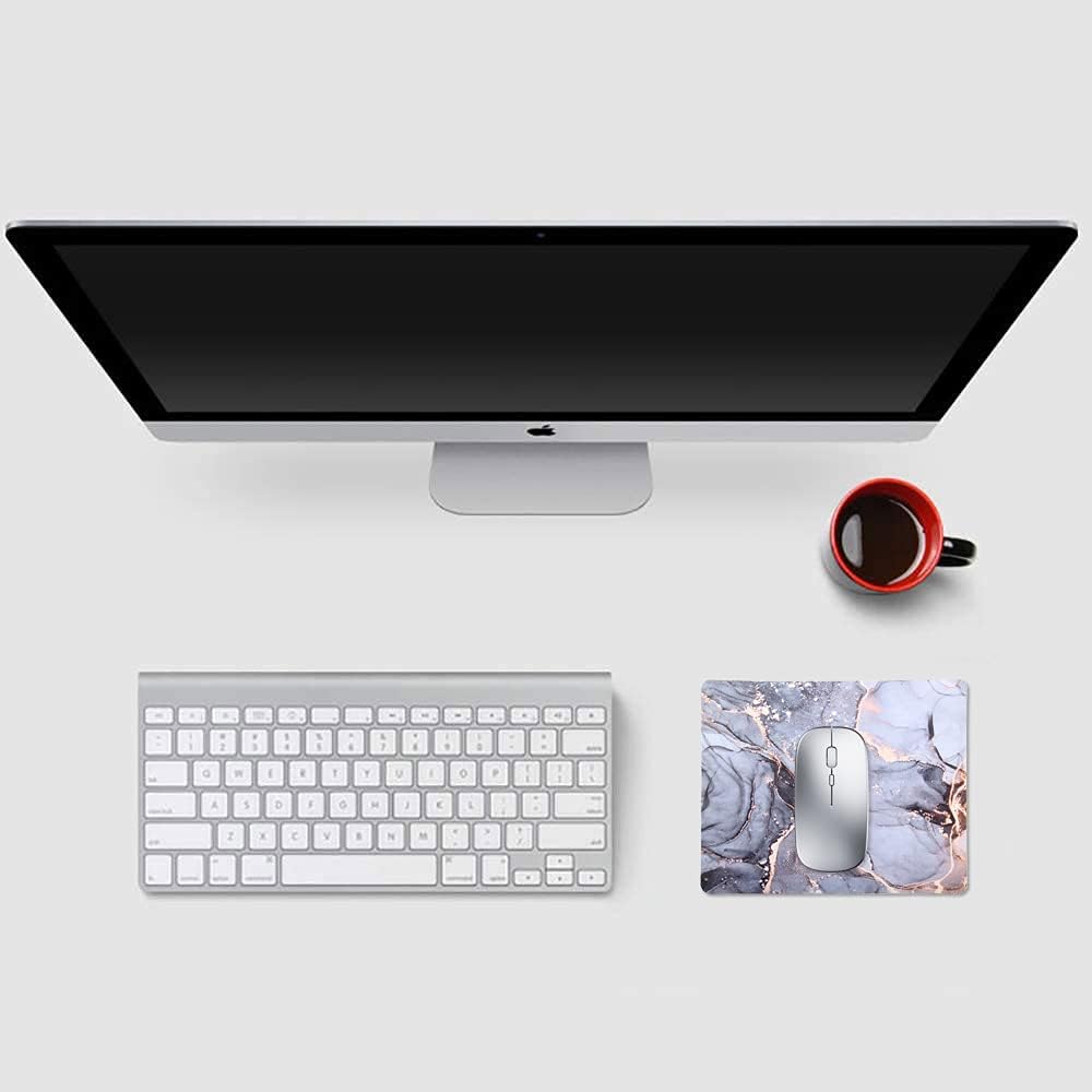 Mouse Pad, Gaming Mouse Pad, Non-Slip Rubber Base Mouse Mat with Designs for Laptop, Computer & Office, 9.5 x 7.9 x 0.12 inches (Marble 2)