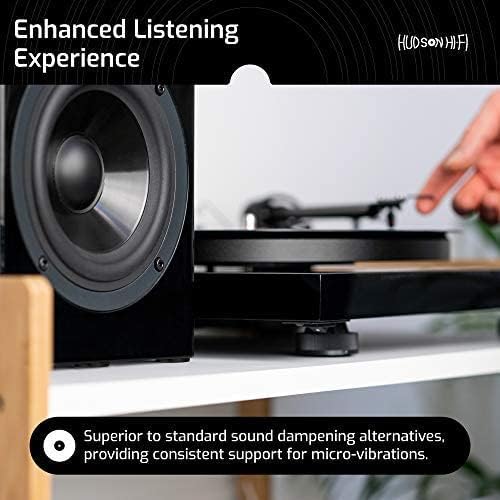 Speaker Isolation Feet – 16-Pack 1" Platinum Silicone Dots by Hudson Hi-Fi – Non-Adhesive, Non-Skid Anti-Vibration Pads for Turntables, Subwoofers, Audio Equipment – 20 Duro