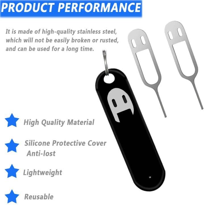 6 Pack SIM Card Removal Tool, Sim Card Tray Opening Tool Eject Pins Needle Opener Ejector Compatible with All iPhone Apple iPad HTC Samsung Galaxy Cell Phone Smartphone Watchchain Link Remover, Black