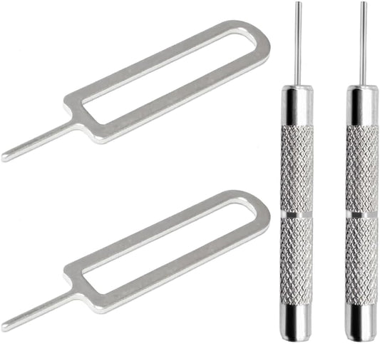 4 Pcs SIM Card Removal Openning Tool Tray Eject Pins Needle Opener Ejector Compatible with All iPhone Apple iPad HTC Samsung Galaxy Cell Phone Smartphone Watchchain Link Remover (Style D)