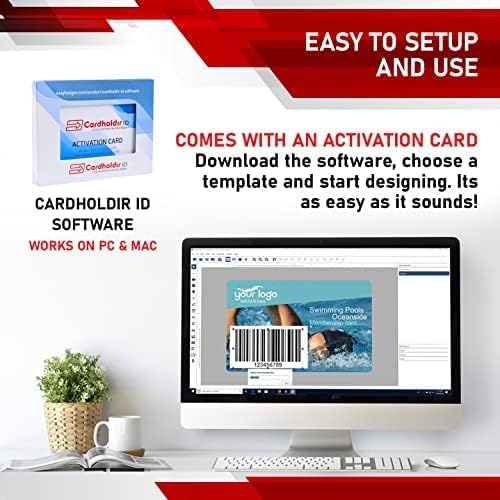 Easy Badges Solid 210 ID Badge Printer | with Standard Edition Software (Adds Excel Database & QR Codes), & Everything Needed to Print 400 ID Cards | Single Sided Employee ID Printer