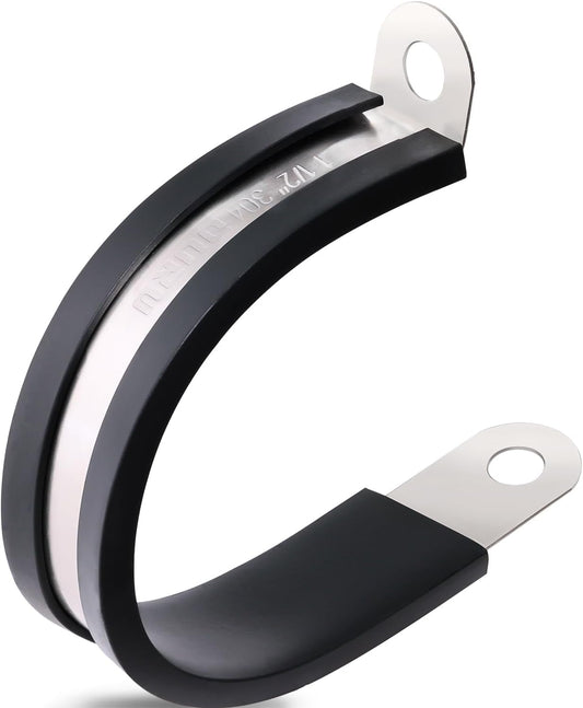 50PCS Cable Clamps 1-1/2 Inch 304 Stainless Steel Cable Clamps Rubber Coated Cushioned Insulated Cable Clamp,Automotive Wire Clamps,Pipe Clamps,Metal Clamp for Tube,Wire Cord Installation(38mm)