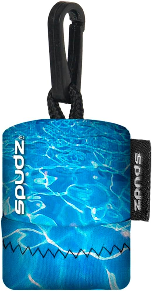 SPUDZ Ultra Microfiber Lens Cleaner – Closable Pouch, Clip-On, Washable – for Optics, Scopes, Glasses | Riptide, 6 x 6 Inch