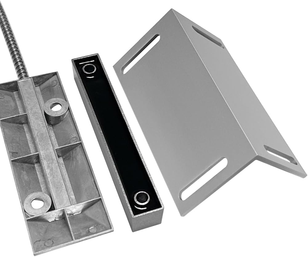 NO&NC 3 Wires Magnetic Garage Door Contacts Heavy Duty Alarm Switch Sensor for Roller Shutter with Adjustable Bracket