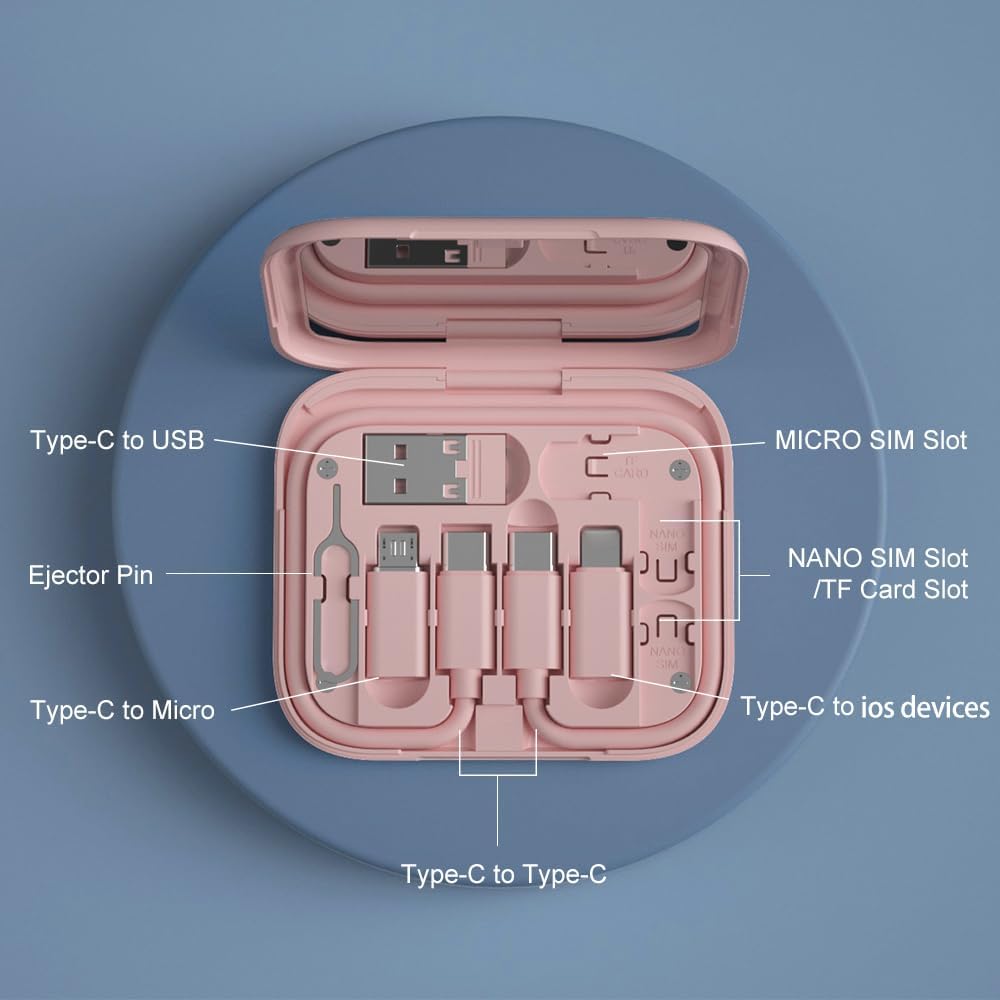 USB-C to USB Adapter, USB C Male Cable Box Contains Makeup Mirror/USB C Cable/Micro USB to USB C/USB A to USB C, Cell Phone OTG Adapters for iPhone 15/16 Pro, Google Pixel, Samsung Galaxy…