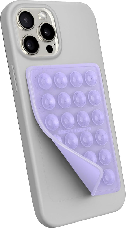 Suction Phone Case Mount, Sillicon Adhesive Phone Accessory for iPhone and Android, Hands-Free Fidget Toy Mirror Shower Phone Holder, Tiktok Videos and Selfies (Purple Glitter)