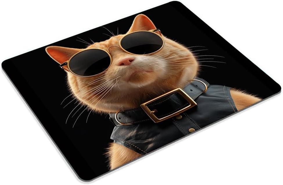 Square Mouse Pad Cool Cat with Sunglasses-1,Gaming Mouse Pads for Desk,Soft Computer Waterproof Non-Slip Mouse Mat
