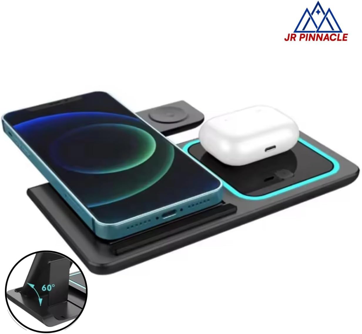 3 in 1 Wireless Charging Station for Apple Watch, iPhone, AirPods – Fast Magnetic Charger Dock Compatible with iPhone 16/15/14, Apple Watch Series, AirPods Pro – JR PINNACLE