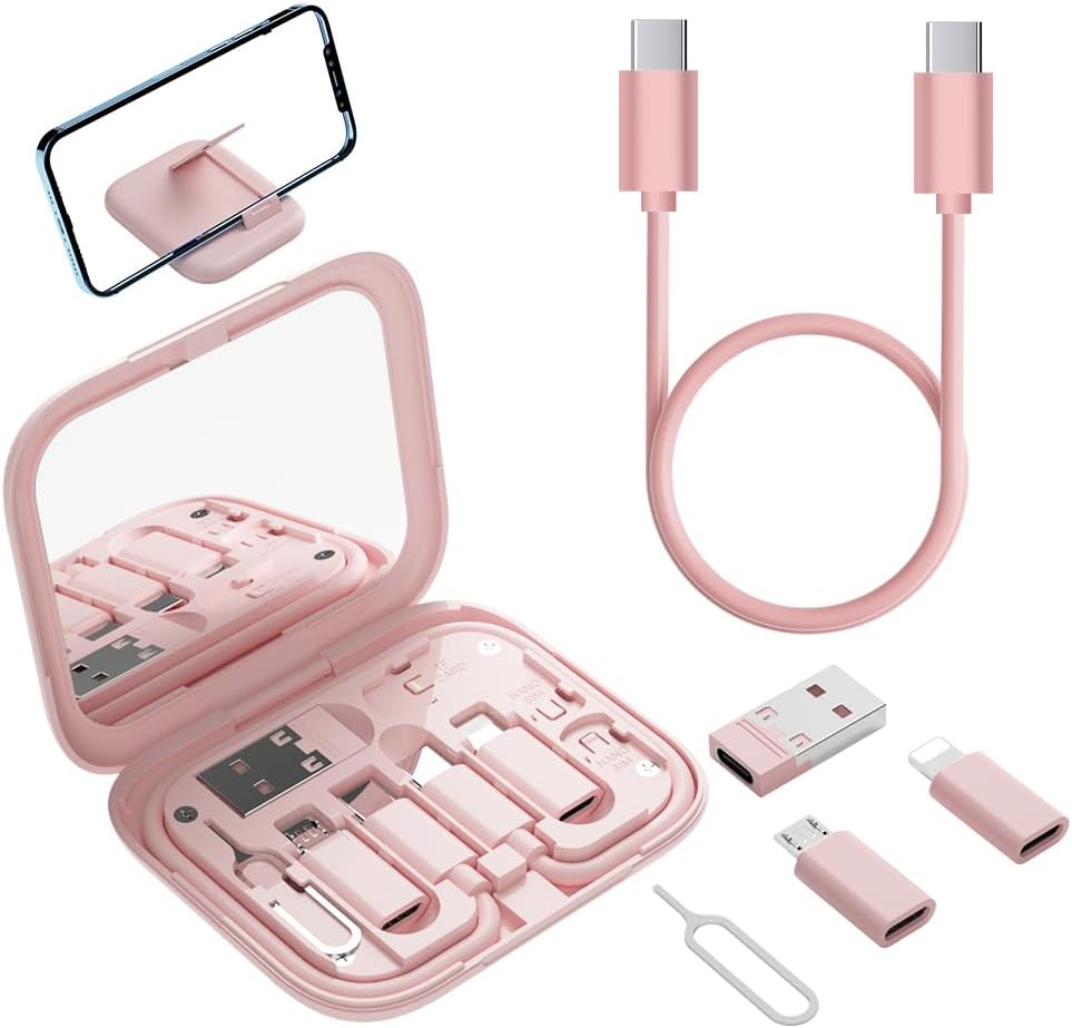 USB-C to USB Adapter, USB C Male Cable Box Contains Makeup Mirror/USB C Cable/Micro USB to USB C/USB A to USB C, Cell Phone OTG Adapters for iPhone 15/16 Pro, Google Pixel, Samsung Galaxy…