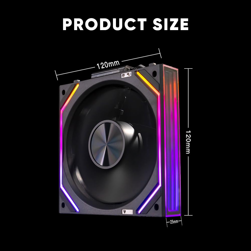 Jungle Leopard Interstellar V2 RS 120mm Case Fan Infinity Mirror Module Daisy-Chain ARGB Fan Triple Pack Suitable PC Cooling Fans 360mm AIO Cooler(Black-3Pack)