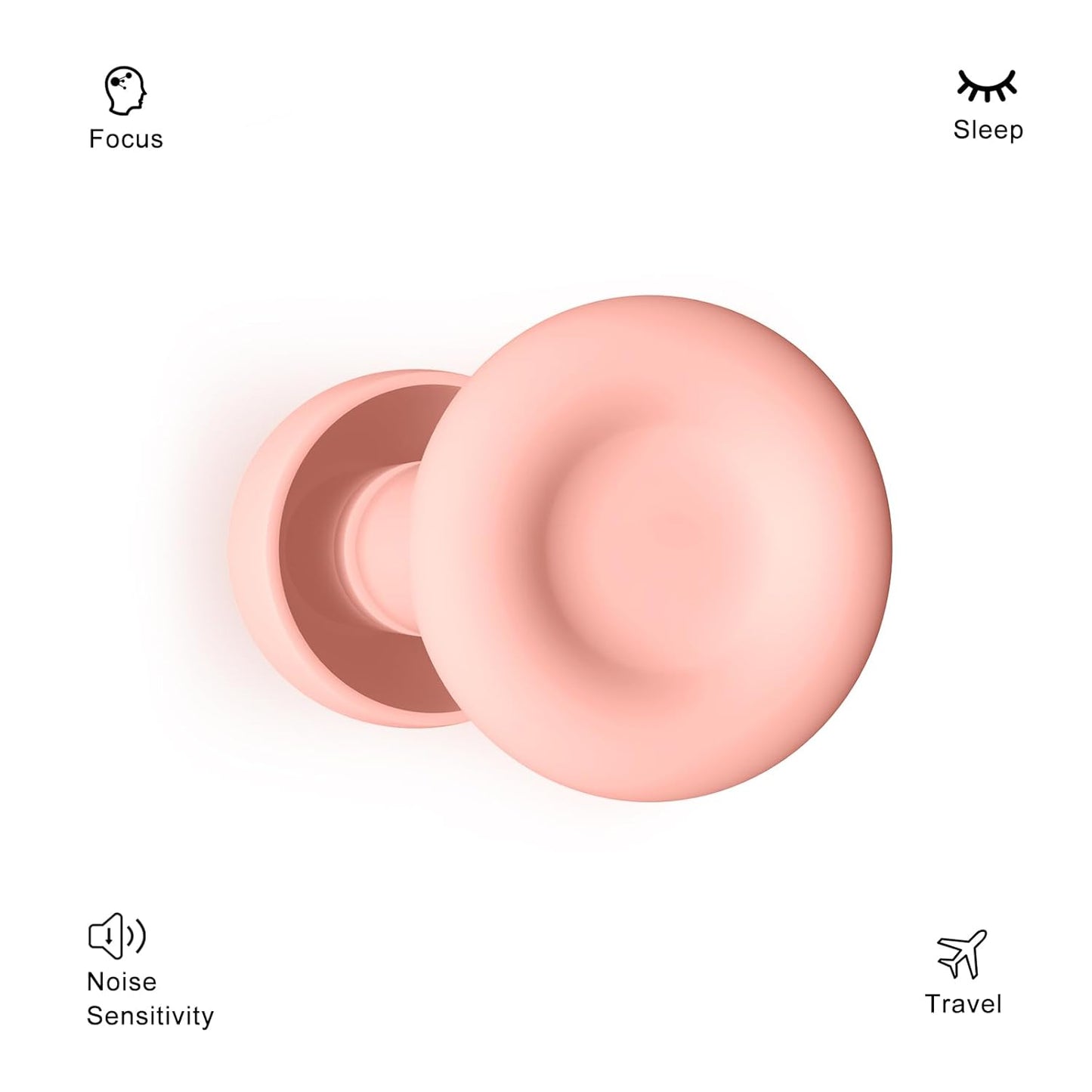 Ear Plugs for Sleeping Noise Reduction Reuseable, Concerts, Focus, Travel, Work, High Fidelity – 7 Pairs Eartips – Flexible Soft – Touch – NRR of 24 and 27 dB Noise Cancelling (Pink)