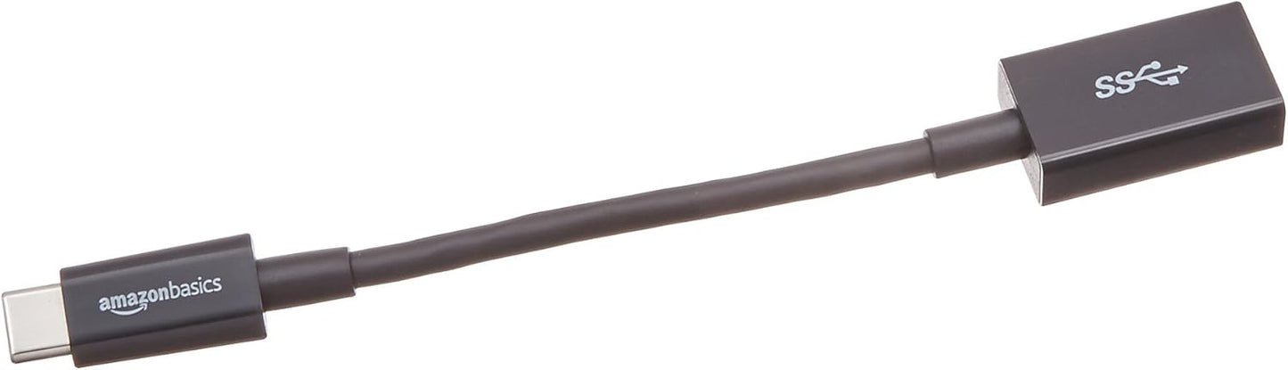 Amazon Basics USB 3.1 USB-C to USB-A Female Adapter Cable Converter, 5Gbps High-Speed, USB-IF Certified, for Laptops, Tablets, Phones (iPhone 16/15), Black