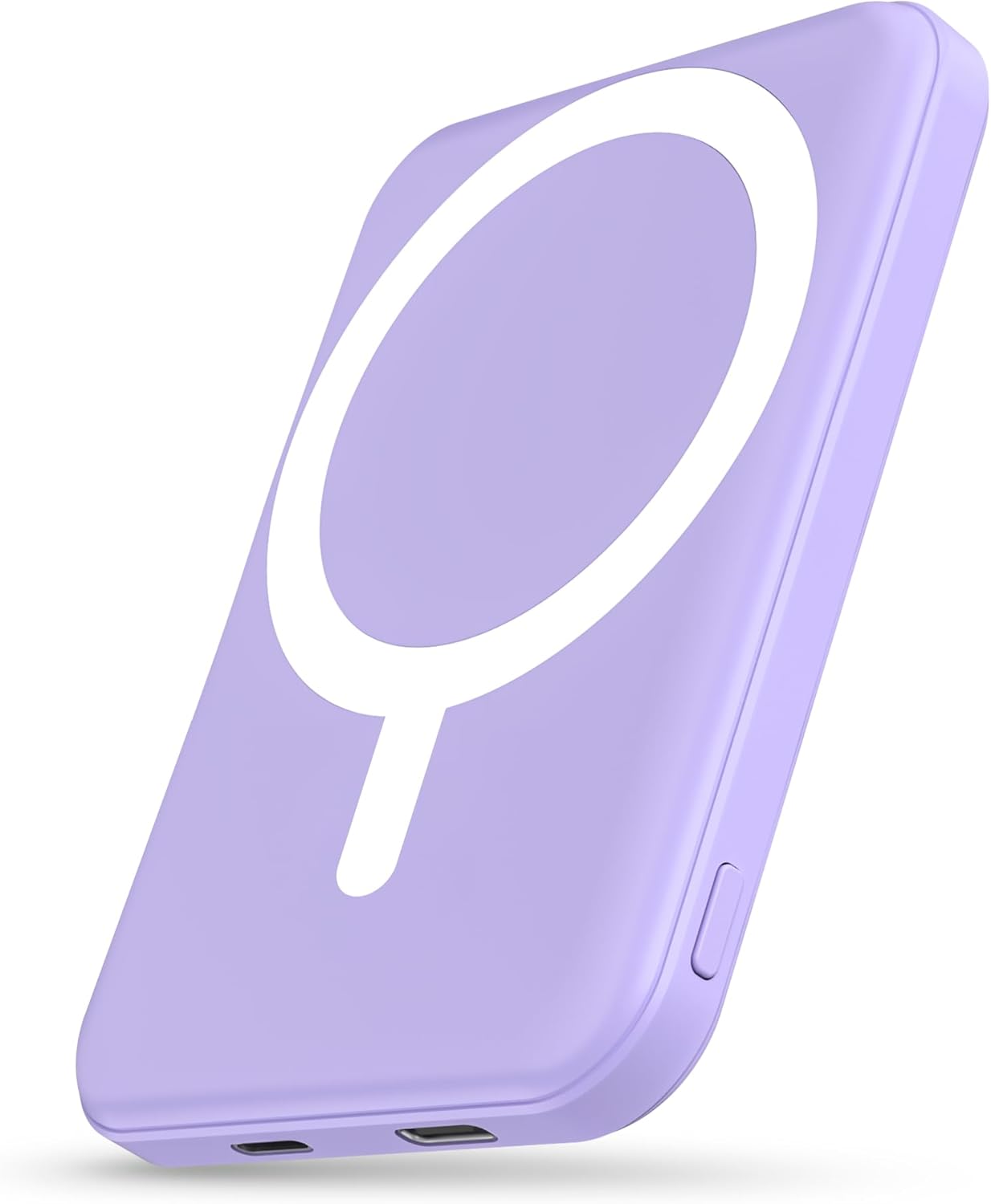 podoru for Magsafe Battery Pack, 5000mAh Magnetic Power Bank with Type-C Cable 20W PD Fast Charging Lighting Input Wireless Portable Charger for iPhone iPhone 16/15/14/13/12/ All Series-Purple