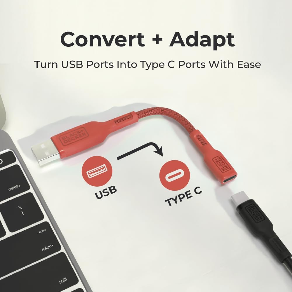 BLACK+DECKER USB C to USB Adapter [2 Pack], Type C Female to USBA Male OTG Cable USBA to USBC Adapter Apple Compatible with MacBook Pro/Air, iPhone 16/15 Series, Samsung Galaxy S24/S23/S22, Coral