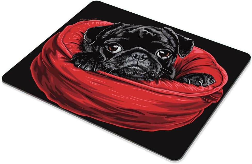 Square Mouse Pad Cartoon Black Bulldog-1,Gaming Mouse Pads for Desk,Soft Computer Waterproof Non-Slip Mouse Mat