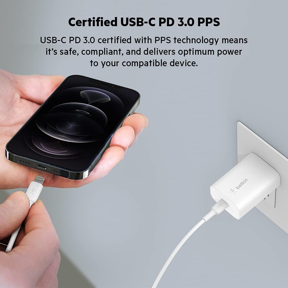 Belkin USB C Charger Block 25W - Power Delivery PPS Super Fast Charging - Apple iPhone 16 Series, Samsung Galaxy S25, iPad, AirPods, Nintendo Switch 2 & More