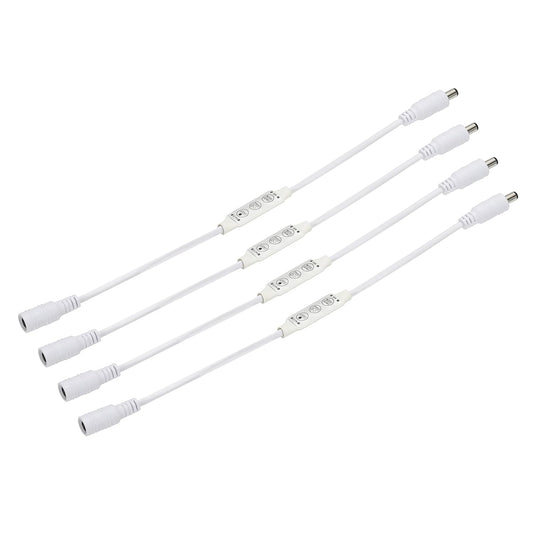 MECCANIXITY LED Strip Dimmer, 12V to 24V 6A Mini Brightness Adjustable Controller Lamp Switch with DC Plugs for Single Color Strips, White Pack of 4