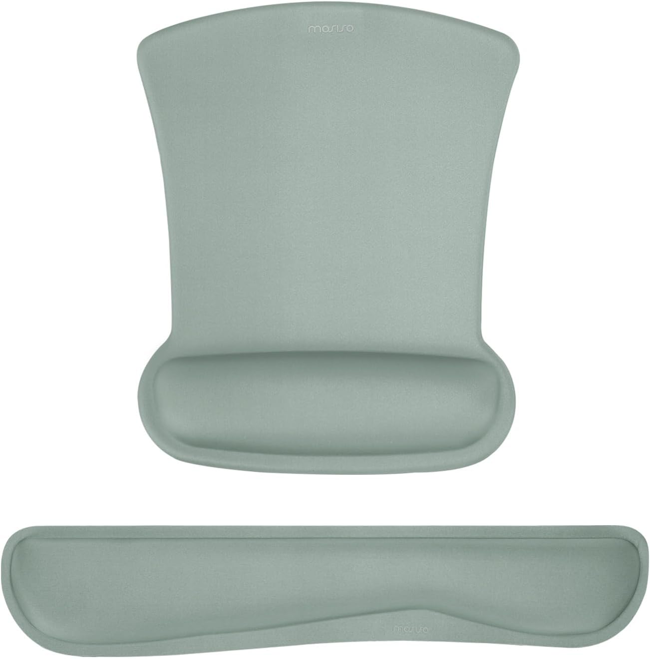 MOSISO Wrist Rest Support for Mouse Pad & Keyboard Set, Ergonomic Mousepad Non-Slip Base Home/Office Pain Relief & Easy Typing Cushion with Neoprene Cloth & Raised Memory Foam, Antique Green