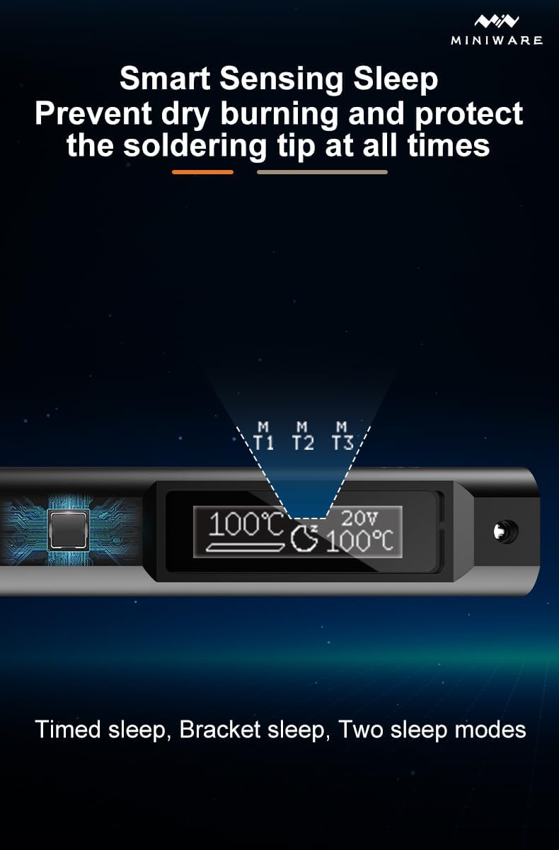 TOOLSAGE Soldering Iron Kit TS21,Front Lighting,3 Seconds Melts Solder,Fast Heating,DC9-24V Max 100W Soldering-Iron Gun with Adjustable Temp 100-450℃,Compatible with 210 type Iron Tips