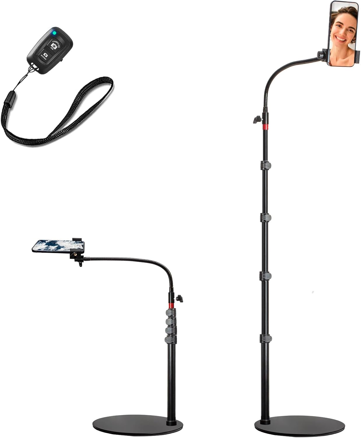 Swivel Cell Phone Mount - Height Adjustable Stand with Heavy Stable Base - Compatible with iPhone 16, 16 Pro Max, 15, 14, 13, 12